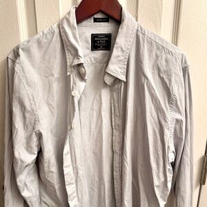 Abercrombie & Fitch Super Slim Stretch-Fit Button-Down Shirt- Gray/Wh, XL